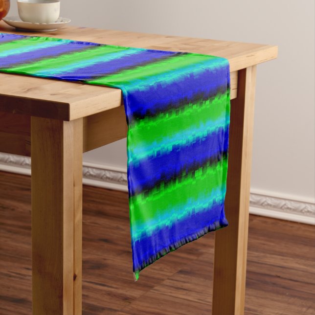 Chemin De Table Long Motif arc-en-ciel bleu vert abstrait 3D (In Situ)