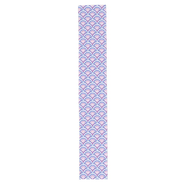 Chemin De Table Long motif damassé floral bleu (Devant)