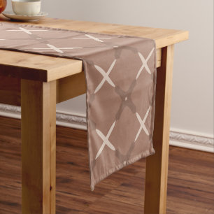 Chemin De Table Long Motif de carreaux géométriques avec Mocha Brown et