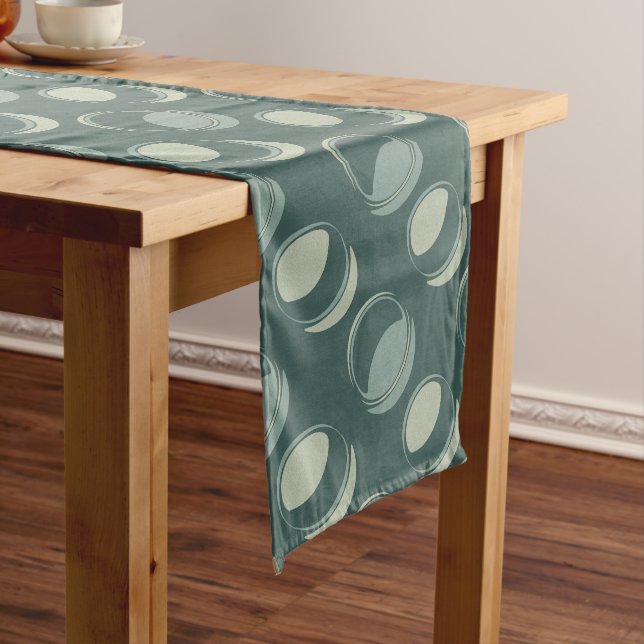 Chemin De Table Long Motif de cercle géométrique vert moderne (In Situ)