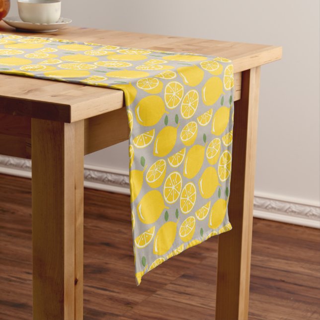 Chemin De Table Long Motif de fruits au citron (In Situ)