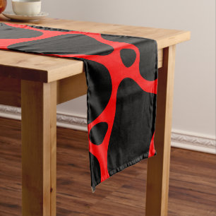Chemin De Table Long Motif de girafe abstraite noire et rouge