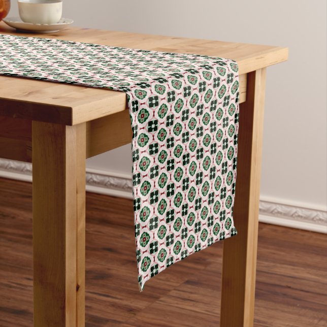 Chemin De Table Long Motif de Noël abstrait mignon rétro bohème funky (In Situ)