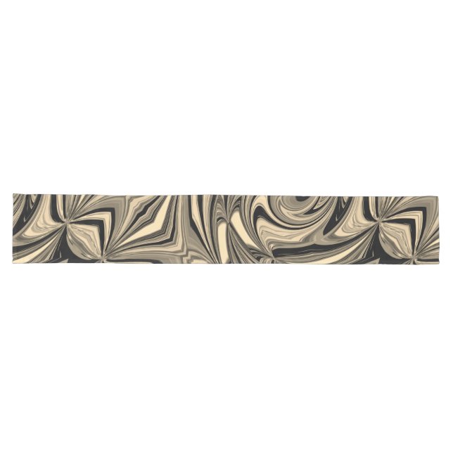 Chemin De Table Long Motif de sol noir et tan (Horizontal)