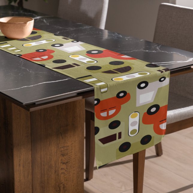 Chemin De Table Long Motif de voitures orange (toy car  table runner)