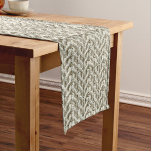 Chemin De Table Long Motif en tricot torsadé crème chic