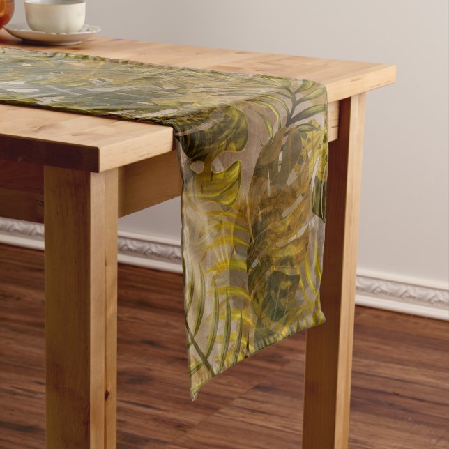 Chemin De Table Long Motif Feuille terrien (In Situ)