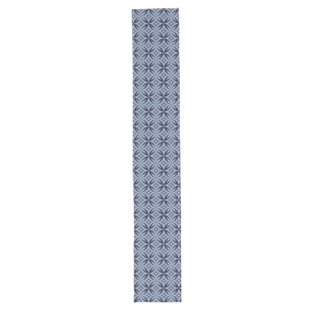 Chemin De Table Long Motif géométrique bleu de style rétro (Devant)