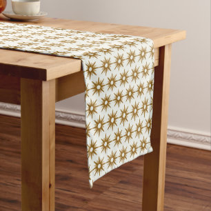 Chemin De Table Long Motif Gold & White Starburst