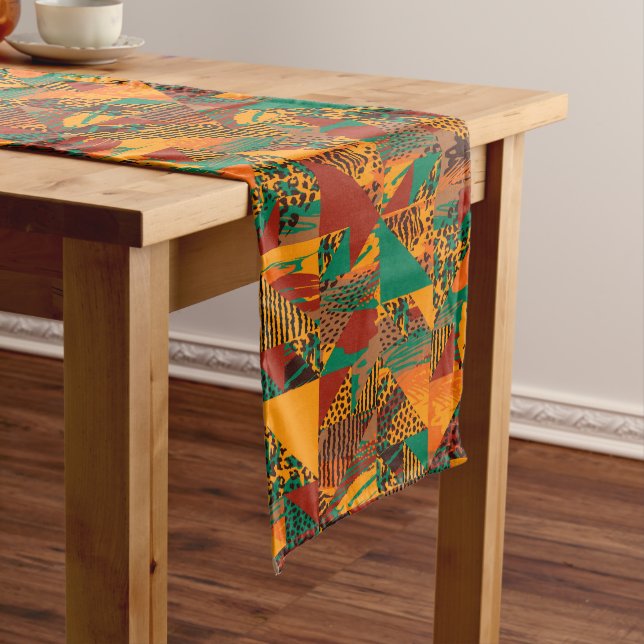Chemin De Table Long Motif imprimé en faux fourrure tribal africain abs (In Situ)