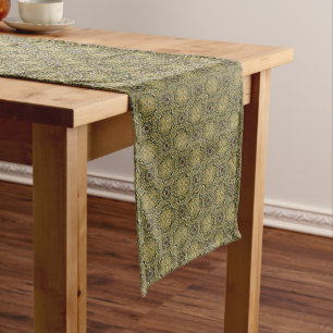 Chemin De Table Long Motif Knit Vintage vert et or
