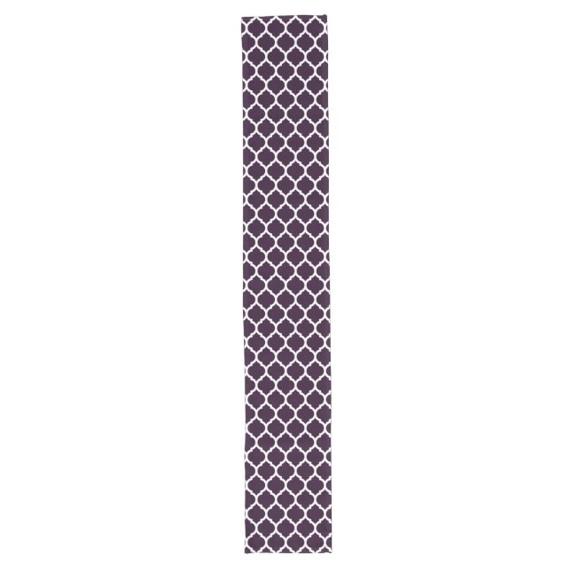 Chemin De Table Long Motif Quatrefoil Marocain Violet Foncé (Devant)