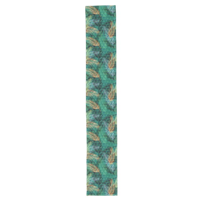 Chemin De Table Long Motif vert de feuilles de palmier géométriques tro (Devant)