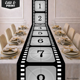 Chemin De Table Long Nappe à rayures de film classique, soirée Hollywoo