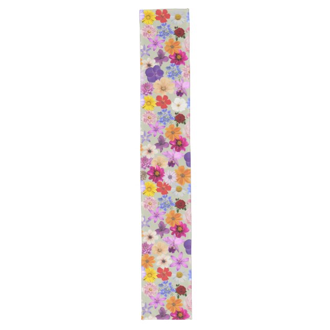 Chemin De Table Long Natural Bloom: Floral Pattern Table Runner (Devant)