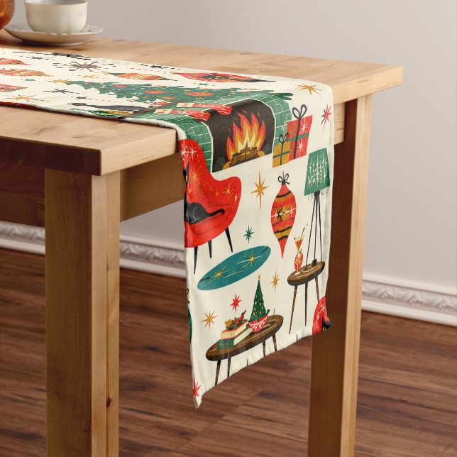 Chemin De Table Long Noël chats moderne du milieu du XXe siècle,ère ato (In Situ)