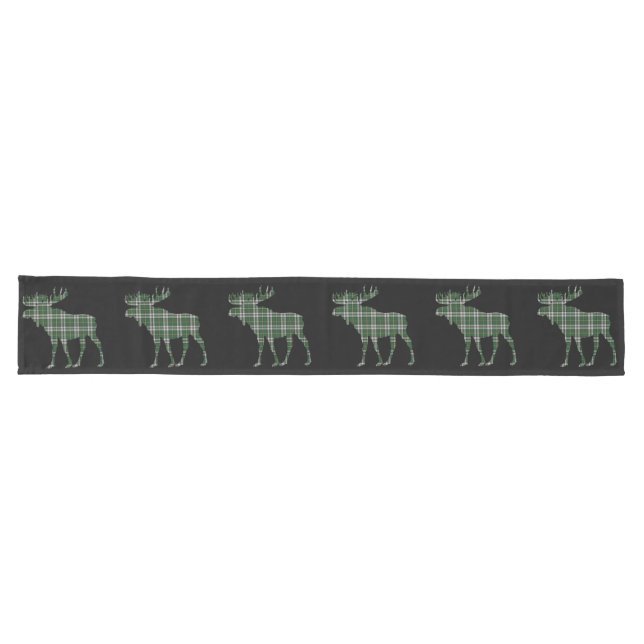 Chemin De Table Long Nouvelle-Écosse Cap-Breton tartan moose coureur (Horizontal)
