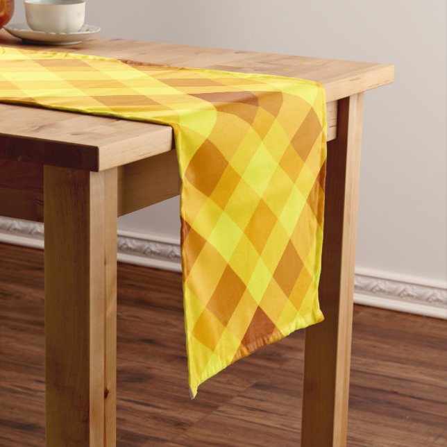 Chemin De Table Long Oeufs mignons Jaune Plaid Grand Coureur de table (In Situ)