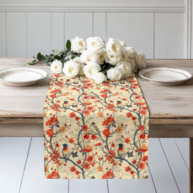 Chemin De Table Long Oiseaux et fleurs automnales Coureur Nature’s Touc (Birds and Fall Flowers Runner Nature’s Touch Indoo)