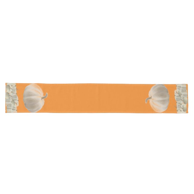 Chemin De Table Long Orange Blanc Citrouilles Thanksgiving Fall (Horizontal)