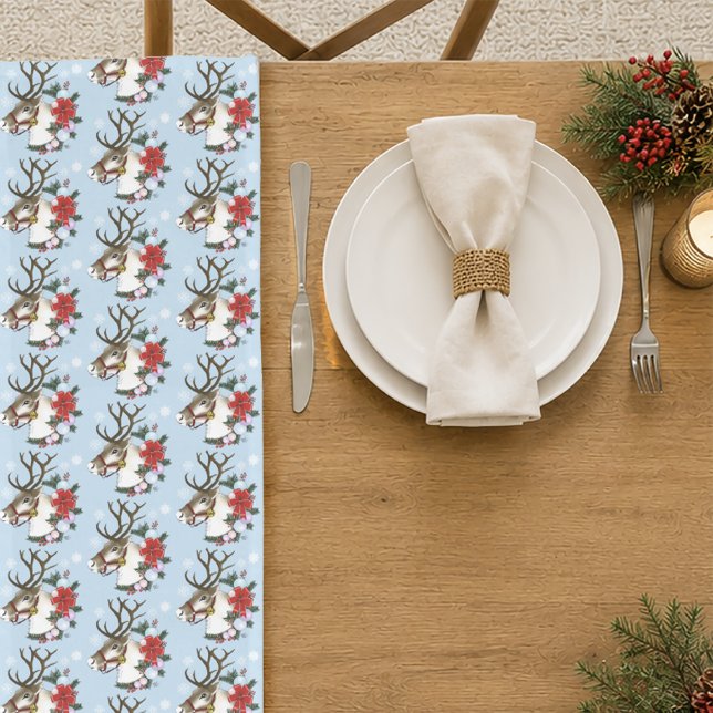 Chemin De Table Long Ornements de couronne de Noël de renne (Créateur téléchargé)