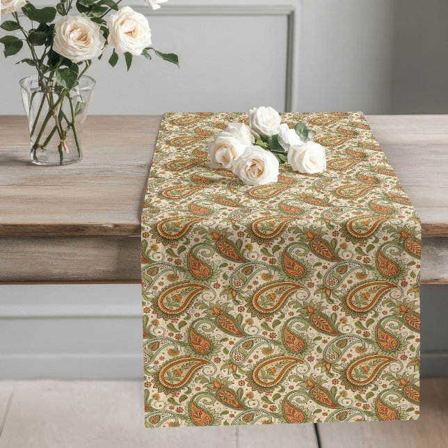 Chemin De Table Long Palette Pastel Bohême Swirl Chauffante Couleur Ter (Bohemian Swirl Warm Earthy Color Pastel Palette Long Table Runner)