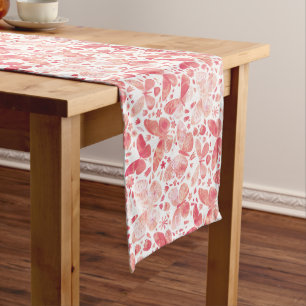 Chemin De Table Long Papillons Aquarelle Corail rose