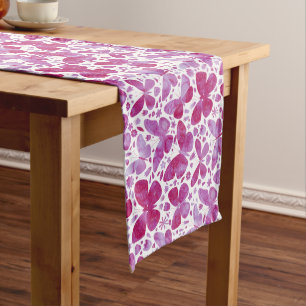 Chemin De Table Long Papillons Aquarelle Magenta Rose