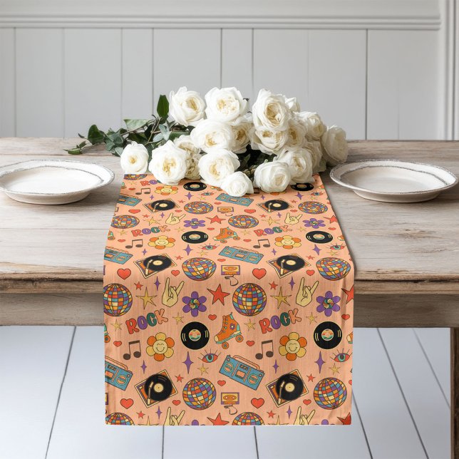 Chemin De Table Long Pastel Pop Runner Retro Groovy Dining Decor (Pastel Pop Runner Retro Groovy Dining Decor)