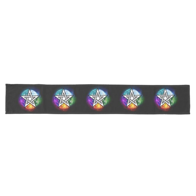 Chemin De Table Long pentagramme wiccan (Horizontal)