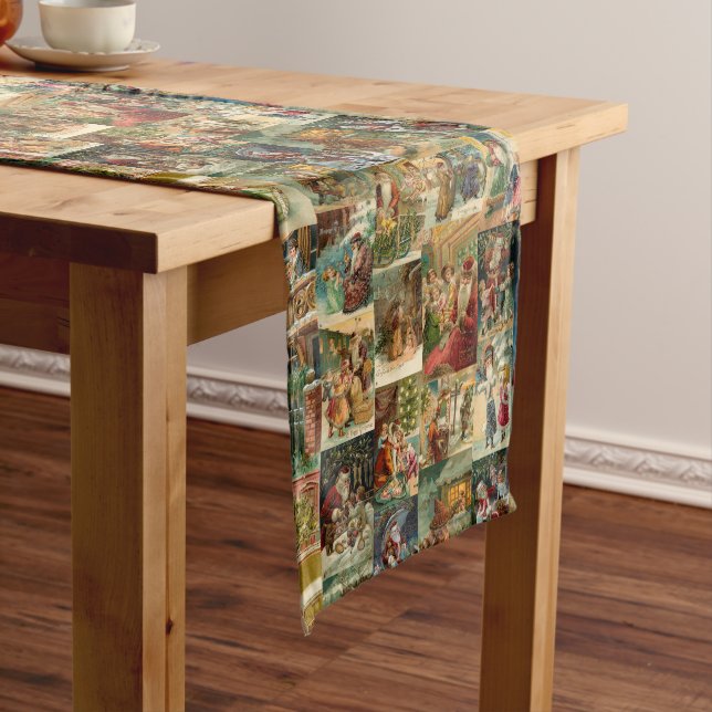 Chemin De Table Long Père victorien Noël avec enfants Collage (In Situ)