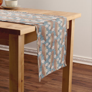 Chemin De Table Long Perroquets et fleur de coton