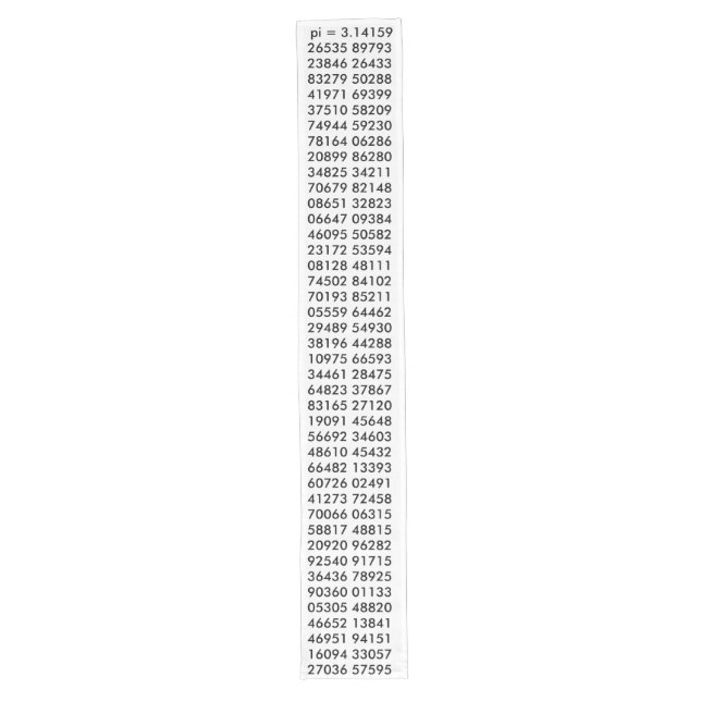 Chemin De Table Long pi= 3.14159 Black White Math Science Day Digits (Devant)