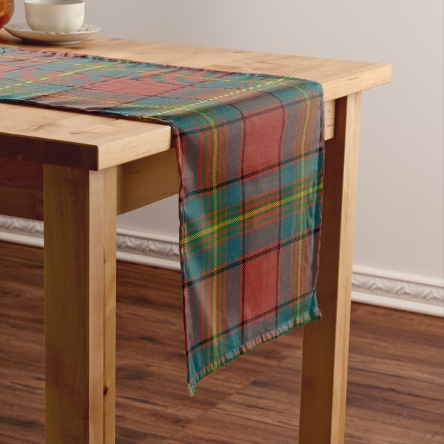 Chemin De Table Long Plaid de Clan écossais Oliver Red Tartan (In Situ)