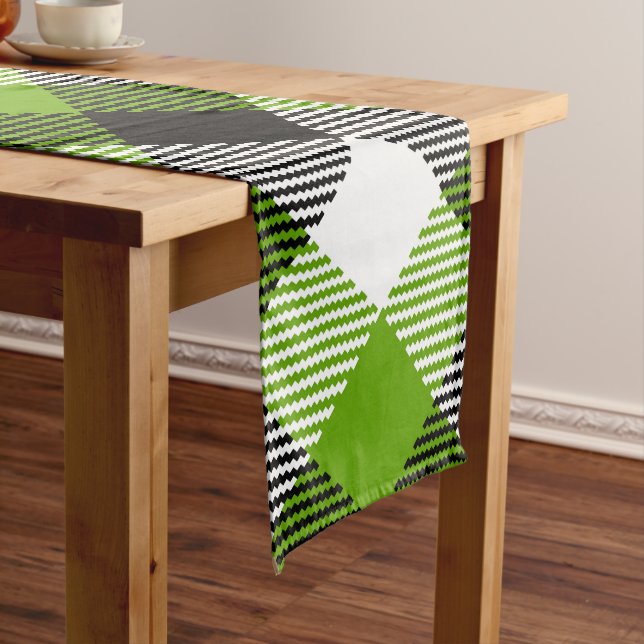 Chemin De Table Long Plaques Tartan simples Vert néon (In Situ)