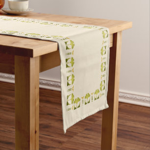 Chemin De Table Long Pochoir adoptif de frontière de Ginkgo de Hélèn