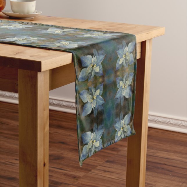 Chemin De Table Long Poinsettia bleue du tableau (In Situ)