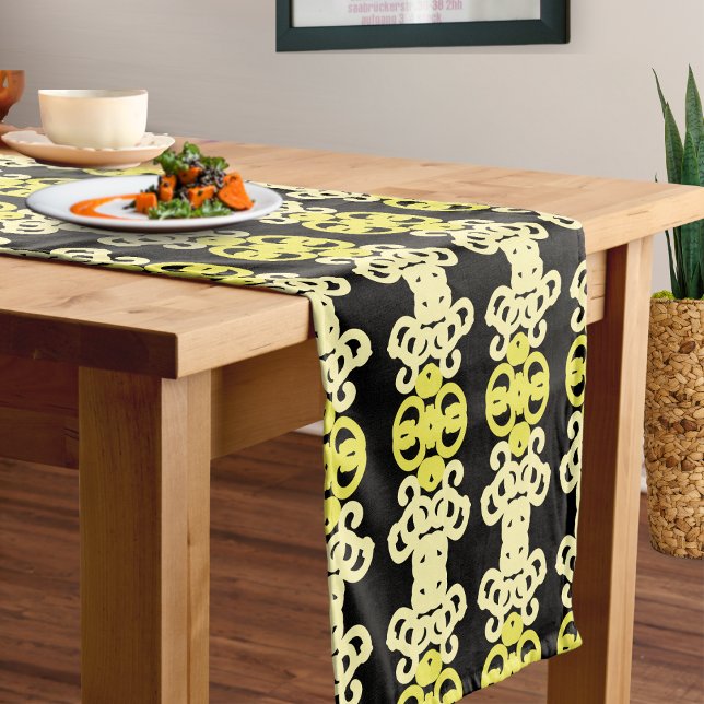 Chemin De Table Long Rayure Ornementale Jaune Doré Motif Sans Couture (Créateur téléchargé)