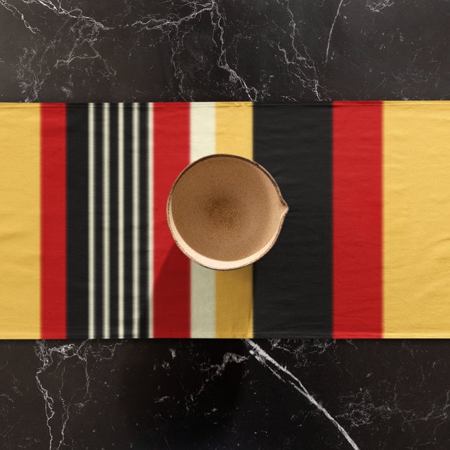 Chemin De Table Long Rayures jaunes, noires et rouges (table runner)