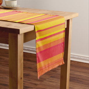 Chemin De Table Long Rayures Orange Rouge Jaune