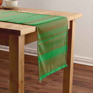 Chemin De Table Long Rayures Vert Marron