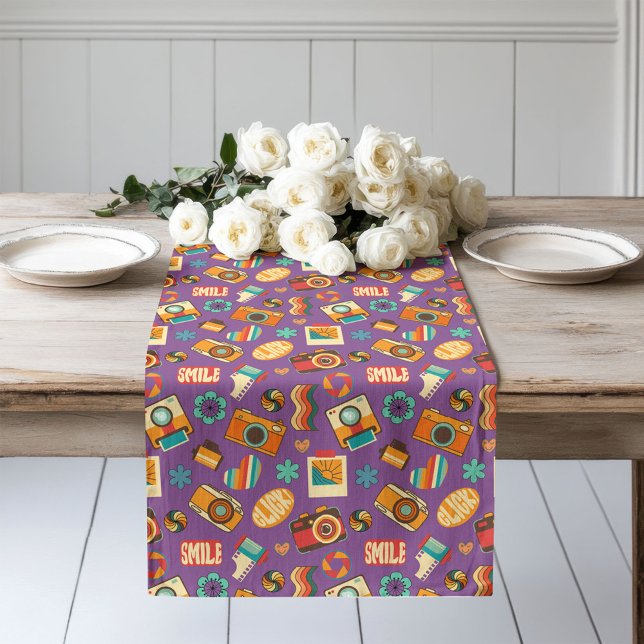 Chemin De Table Long Retro Bloom Runner 70s Pastel Table Magique (Retro Bloom Runner 70s Pastel Table Magic)
