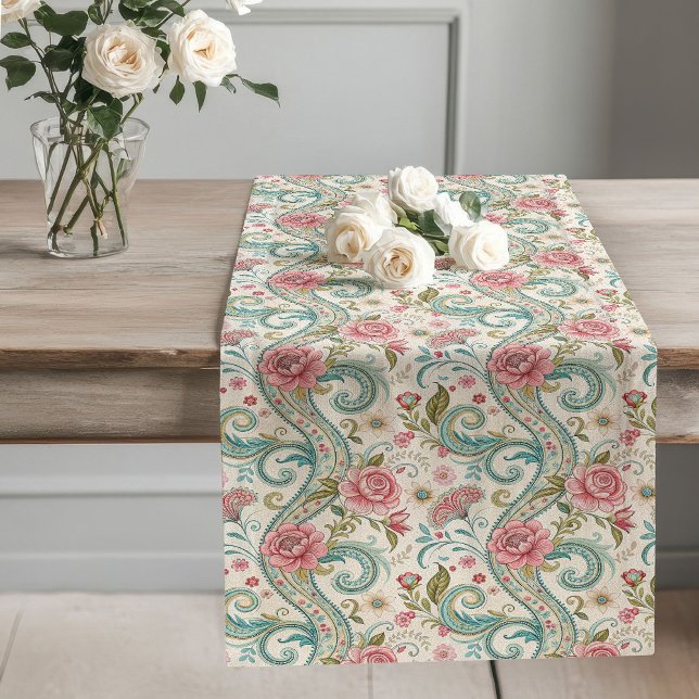 Chemin De Table Long Romantique Rose Motif Table Runer charme victorien (Romantic Rose Pattern Table Runner Victorian Charm)