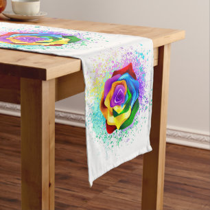 Chemin De Table Long Rose arc-en-ciel coloré