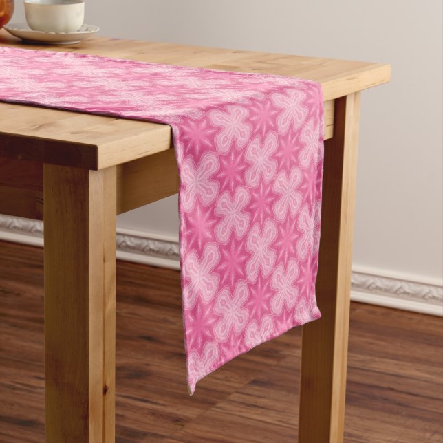 Chemin De Table Long Rose Et Blanc (In Situ)