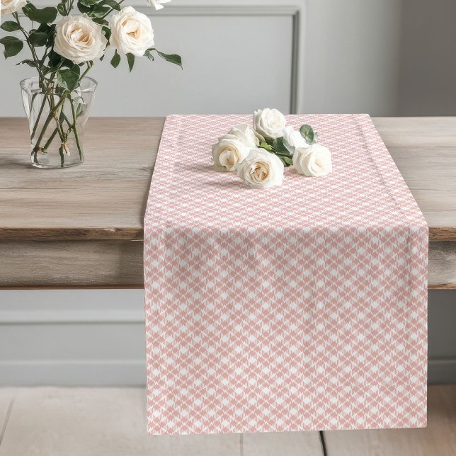 Chemin De Table Long Rose moderne Gold Check Runner pour Home Style (Modern Rose Gold Check Runner for Home Style)