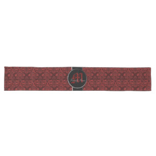 Chemin De Table Long Rouge damassé classique (Monogramme)