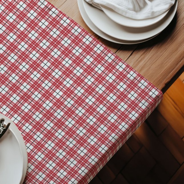 Chemin De Table Long Rouge et noir Table Runner style classique Buffalo (Red and Black Table Runner Classic Buffalo Style)