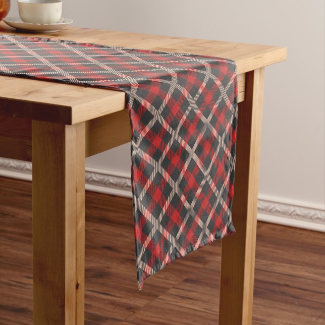 Chemin De Table Long Rouge Plaid Flannel Lumberjack Design (In Situ)