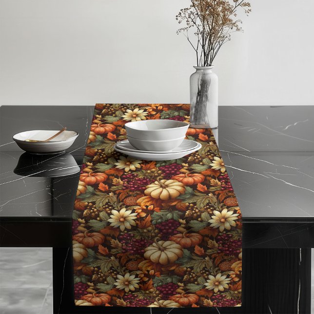Chemin De Table Long Runner de table inspirée de la récolte Blooms d'au (Harvest-Inspired Table Runner Rustic Fall Blooms)